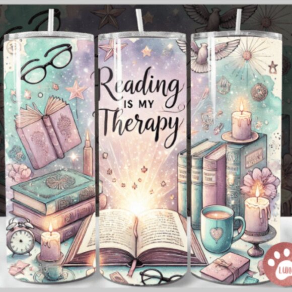 Book Themed 20oz Sublimated Stainless Steel Tumbler with Lid & Straw. - Picture 5 of 7